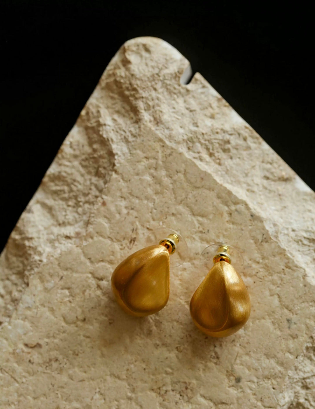 Irregular Brushed Water Drop Stud Earrings