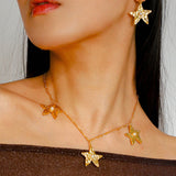 Dazzling Three Stars Necklace Gold Silver