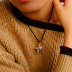 Dazzling Single Stars Black String Necklace