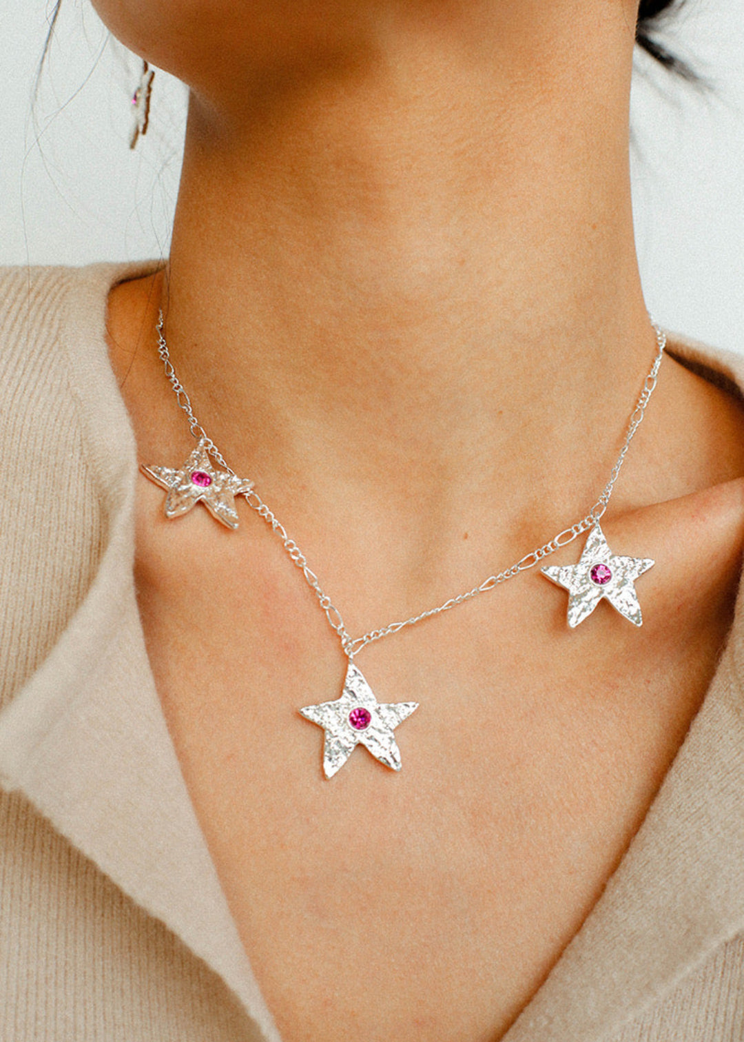 Dazzling Three Stars Necklace Gold Silver