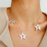 Dazzling Three Stars Necklace Gold Silver