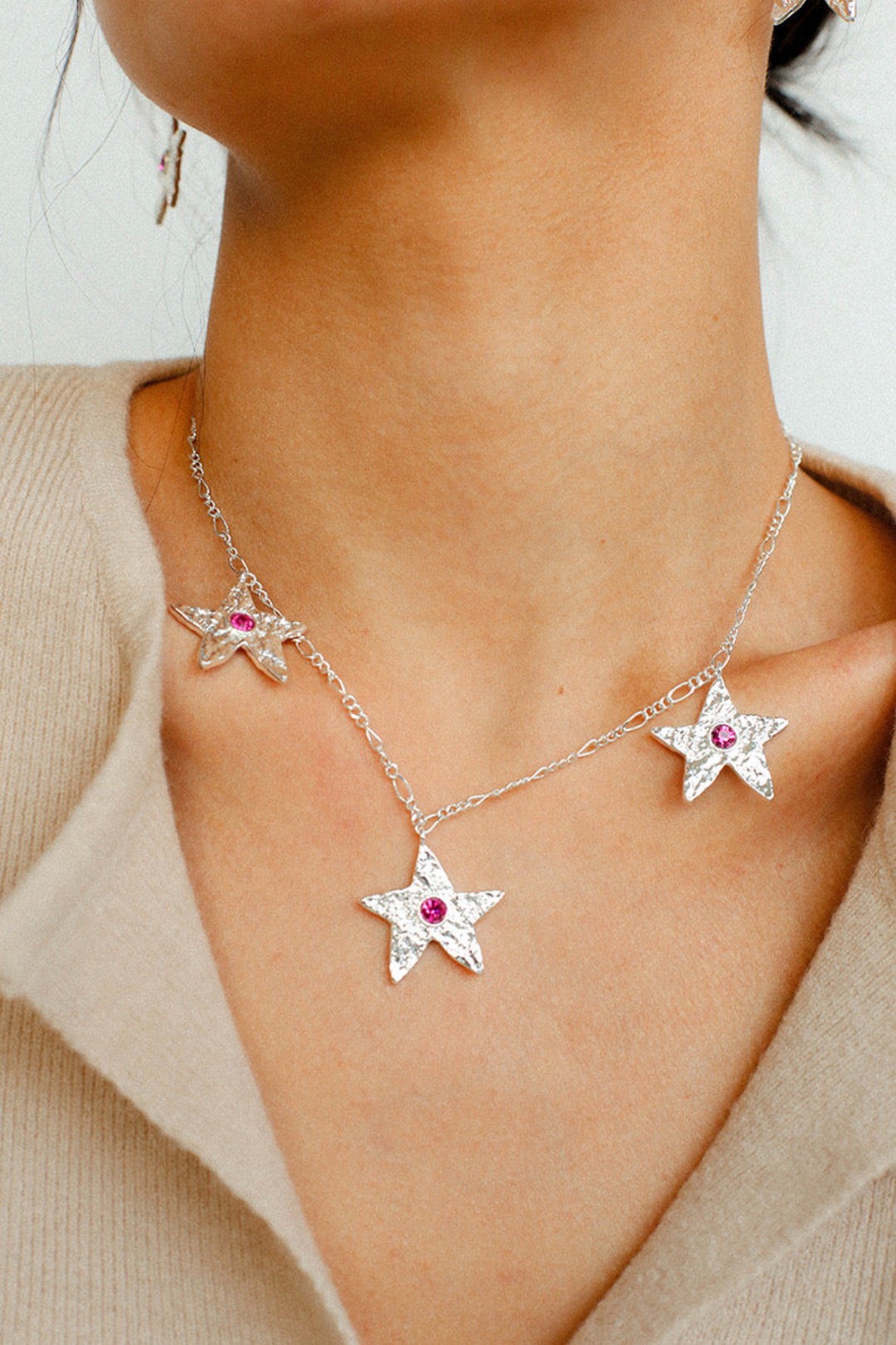 Dazzling Three Stars Necklace Gold Silver