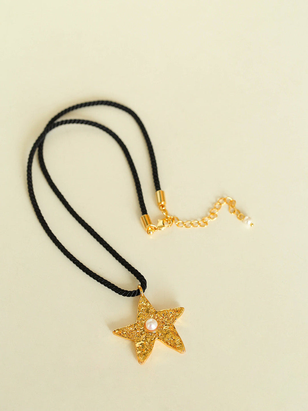 Dazzling Single Stars Black String Necklace