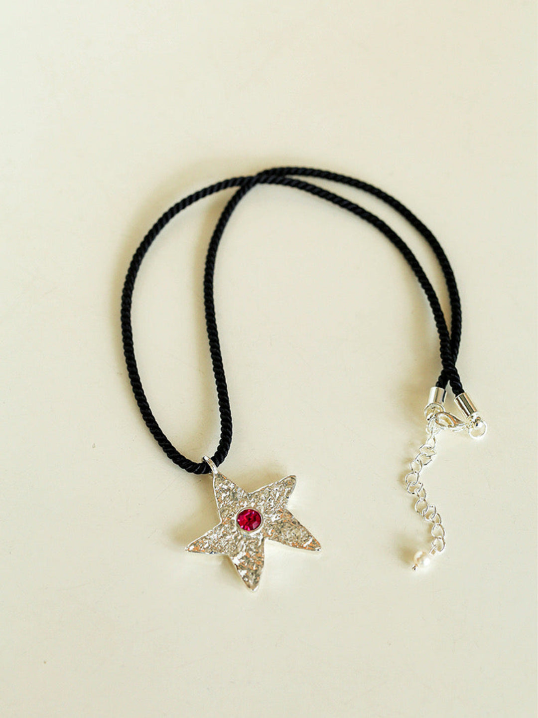 Dazzling Single Stars Black String Necklace