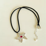 Dazzling Single Stars Black String Necklace