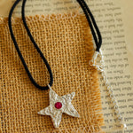 Dazzling Single Stars Black String Necklace