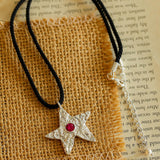 Dazzling Single Stars Black String Necklace