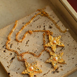 Dazzling Three Stars Necklace Gold Silver