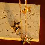 Dazzling Three Stars Necklace Gold Silver