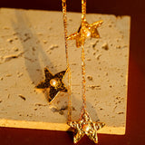 Dazzling Three Stars Necklace Gold Silver