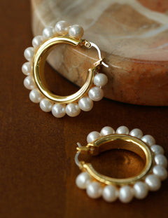 Natural Freshwater Pearl Hoop Earrings