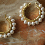 Natural Freshwater Pearl Hoop Earrings