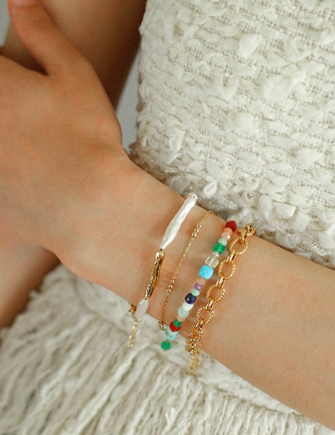 Simple Long Baroque Toothpick Pearl Bracelets