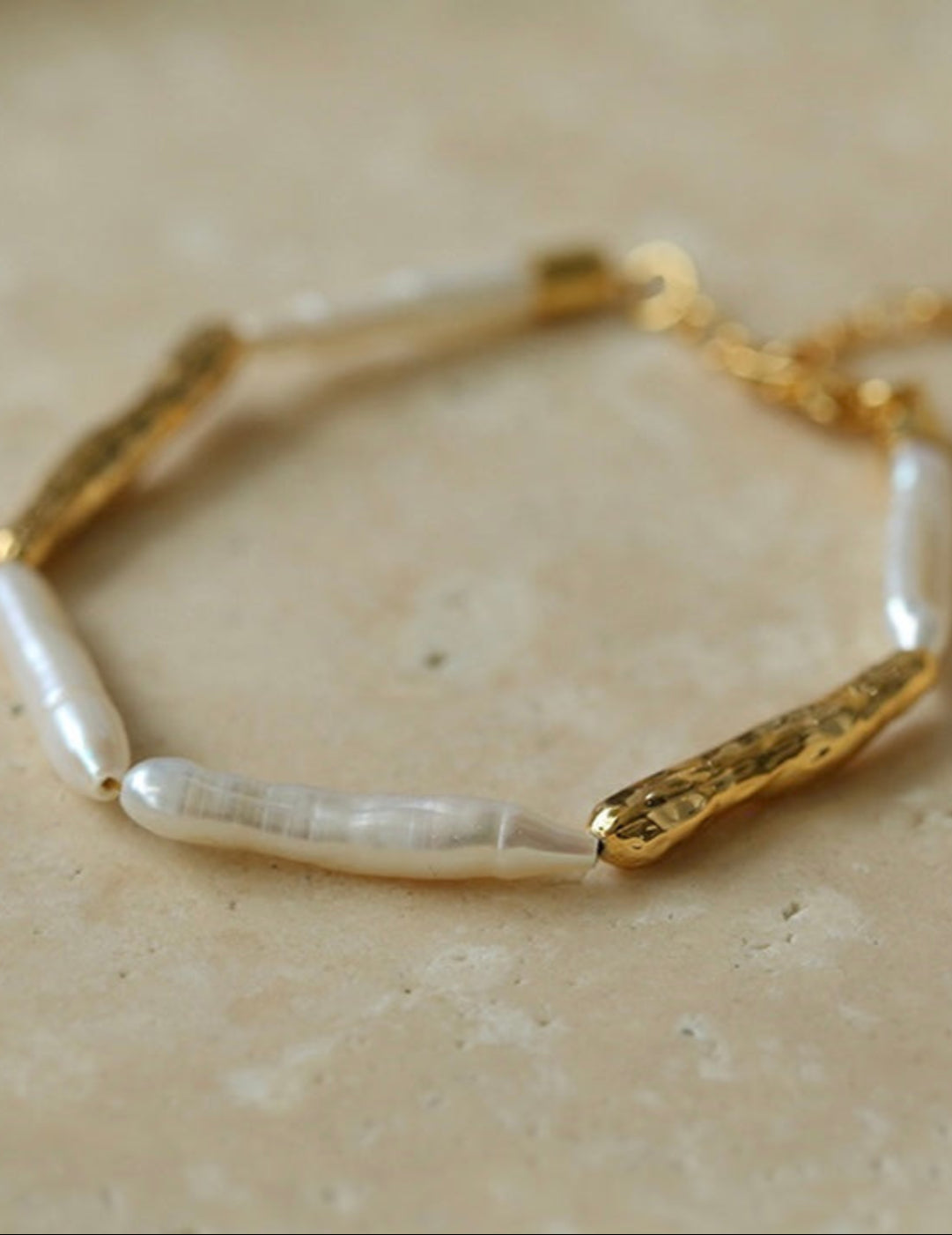 Simple Long Baroque Toothpick Pearl Bracelets