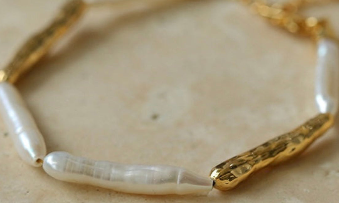 Simple Long Baroque Toothpick Pearl Bracelets