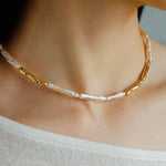 Simple Long Baroque Toothpick Pearl Necklace