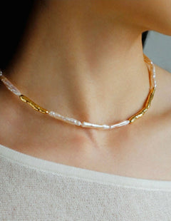 Simple Long Baroque Toothpick Pearl Necklace