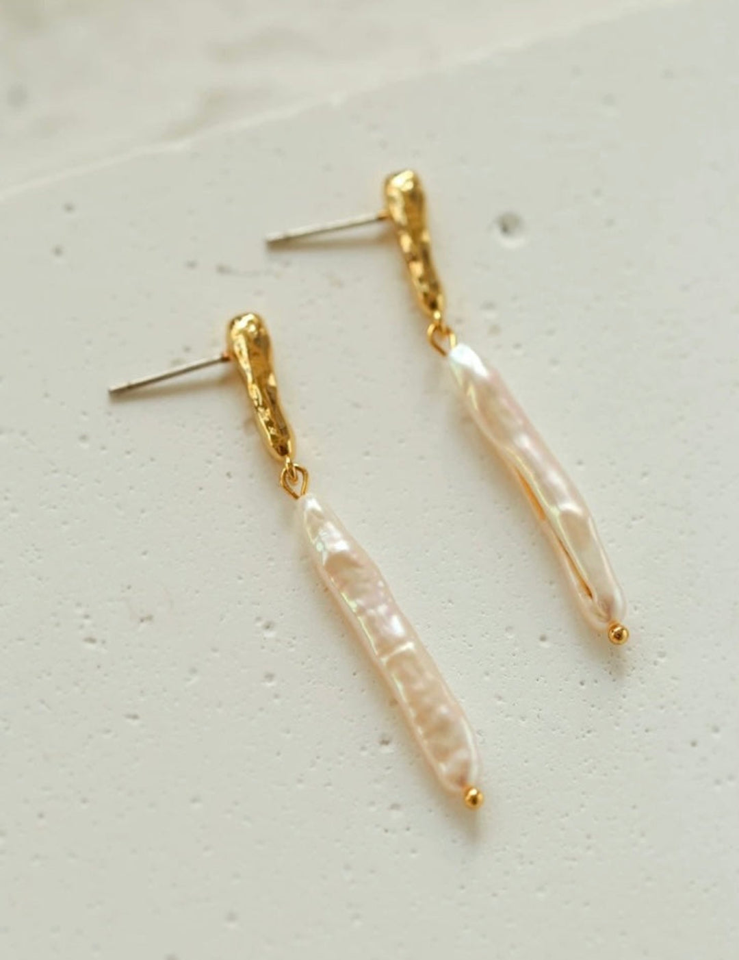 Simple Long Baroque Toothpick Pearl Earrings