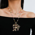 Vintage Coloured Glaze Pearl Elephant Necklace