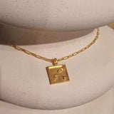 Vintage Gold Embossed Square Necklace