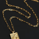 Vintage Gold Embossed Square Necklace