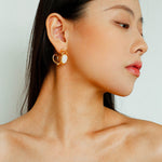 Oval White Mother of Pearl Earrings