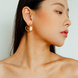 Oval White Mother of Pearl Earrings