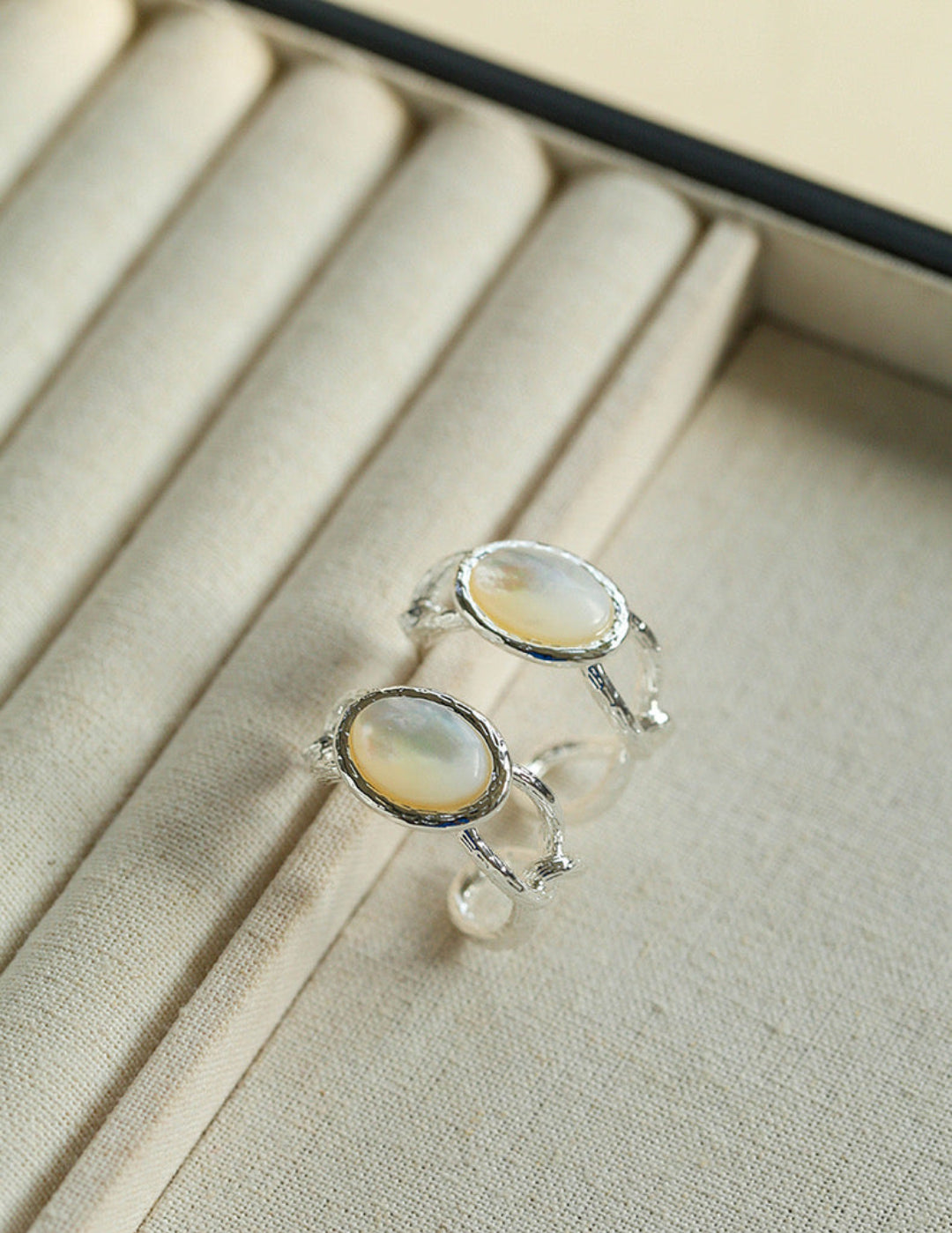 Oval White Mother of Pearl Earrings