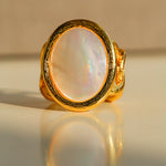 Oval White Mother of Pearl Open Ring