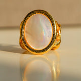 Oval White Mother of Pearl Open Ring