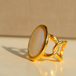 Oval White Mother of Pearl Open Ring