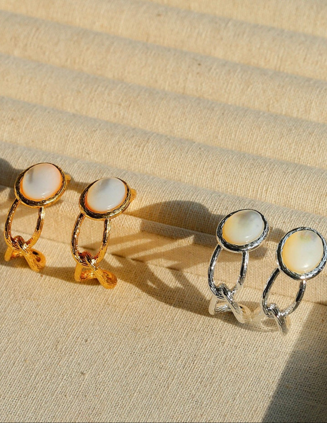 Oval White Mother of Pearl Earrings