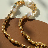 Metal Bean Natural Baroque Pearl Necklace