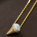 Natural Baroque Pearl Ice Cream Cone Necklace