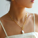 Natural Baroque Pearl Pendant Chain Necklace