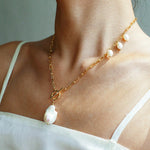 Natural Baroque Pearl Pendant Chain Necklace