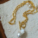 Natural Baroque Pearl Pendant Chain Necklace