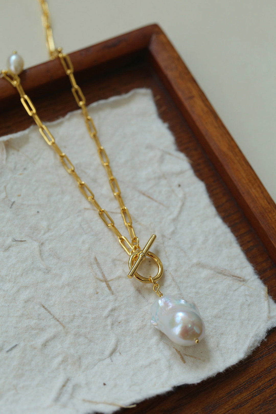 Natural Baroque Pearl Pendant Chain Necklace