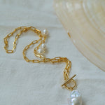 Natural Baroque Pearl Pendant Chain Necklace