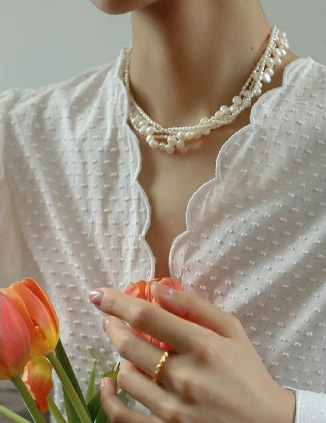 Vintage Natural Pearl Multilayer Necklace