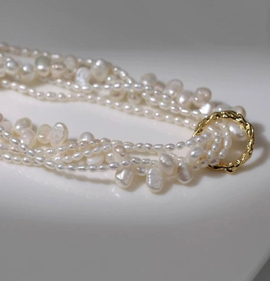 Vintage Natural Pearl Multilayer Necklace