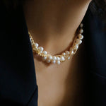 Hand-woven Chain Natural Pearl Necklace