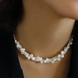 Hand-woven Chain Natural Pearl Necklace