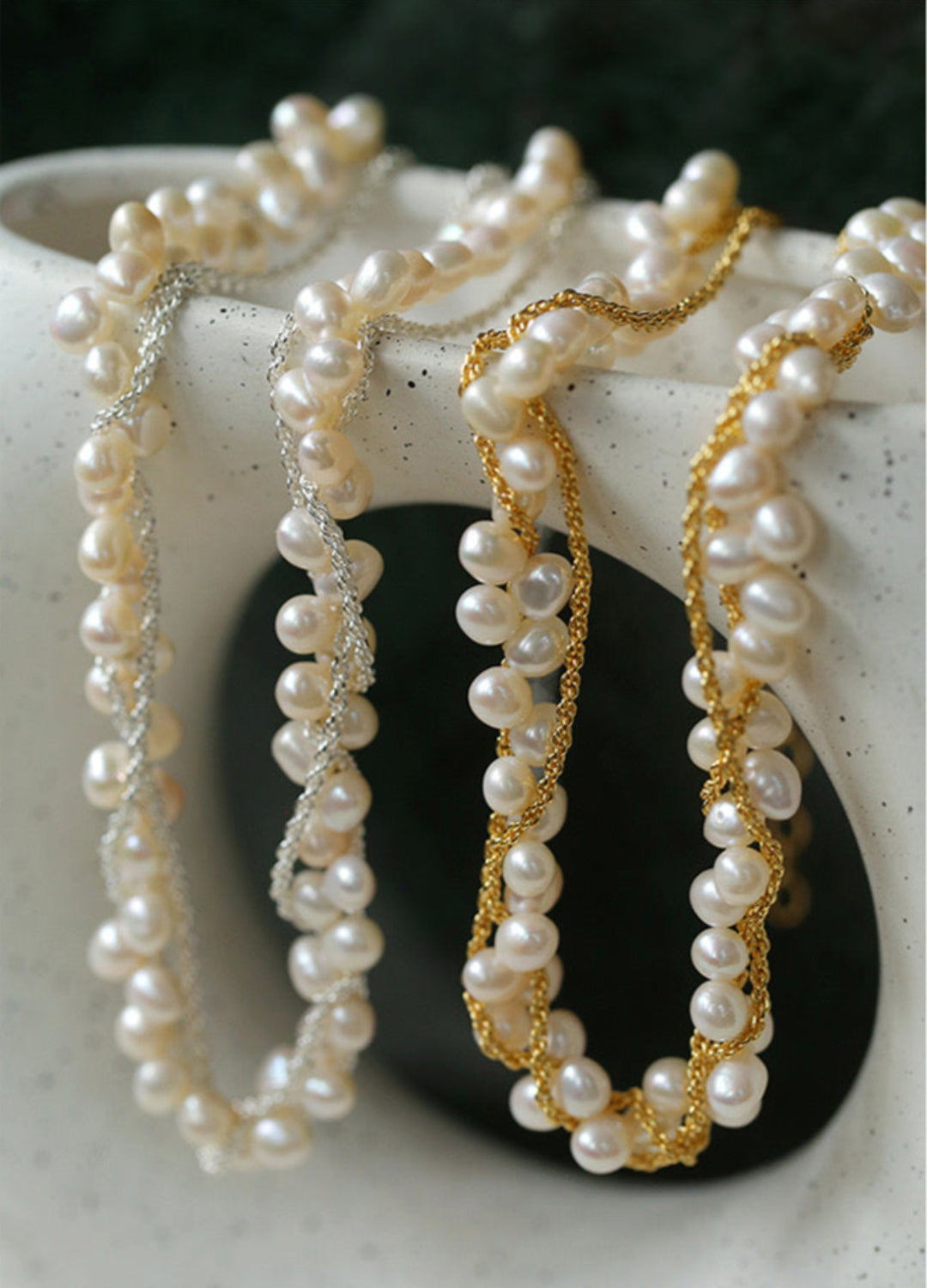 Hand-woven Chain Natural Pearl Necklace