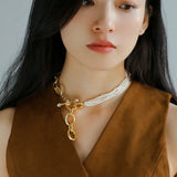 Vintage Multi-layered Natural Rice Pearl Necklace