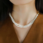 Vintage Multi-layered Natural Rice Pearl Necklace