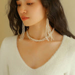 Vintage Multi-layered Natural Rice Pearl Necklace