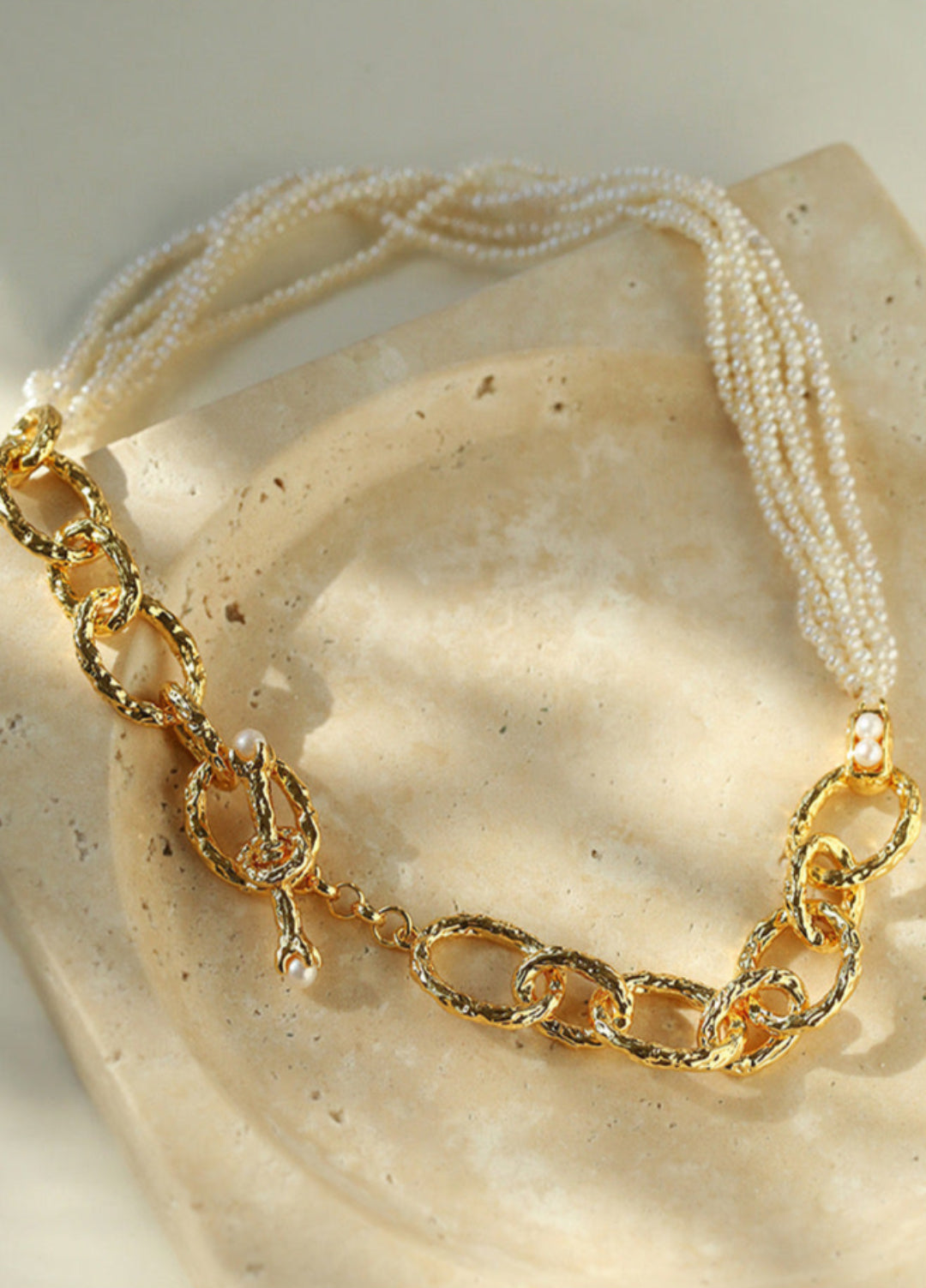 Vintage Multi-layered Natural Rice Pearl Necklace