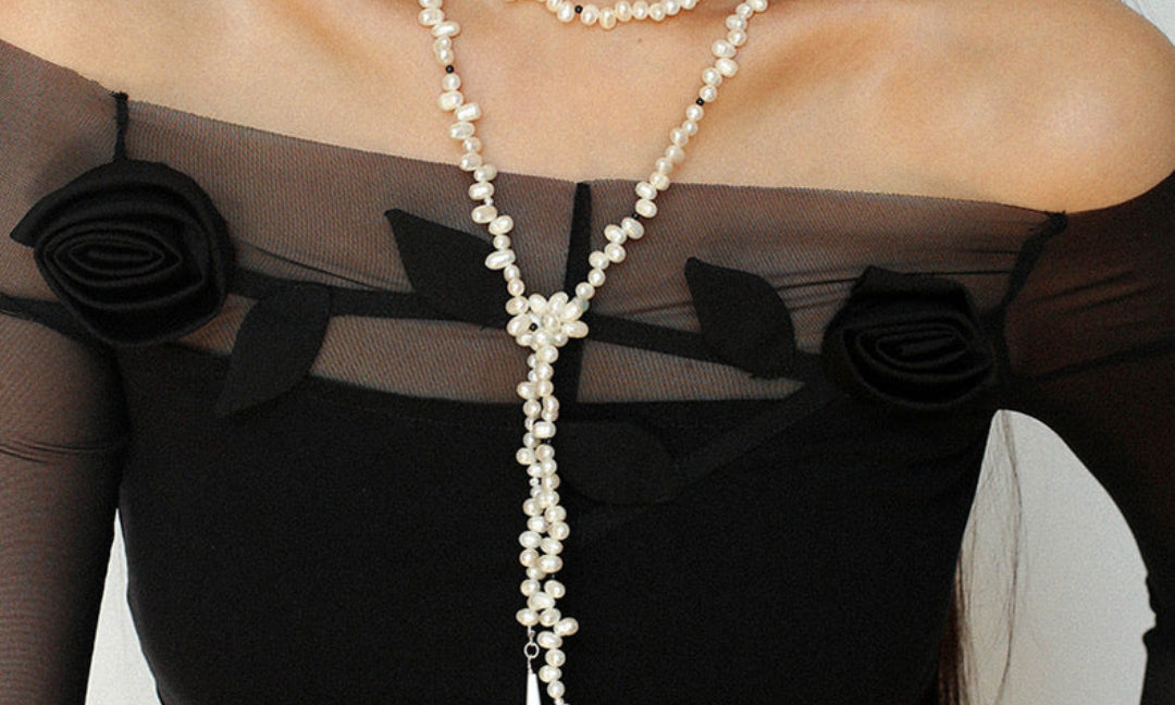 Interlaced Natural Pearl Long Necklace