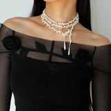 Interlaced Natural Pearl Long Necklace